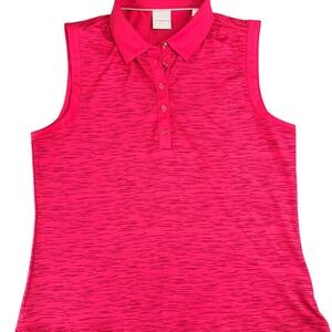 Dunning Golf Womens Pink Sleeveless Polo Shirt Size M Textured Performance Top